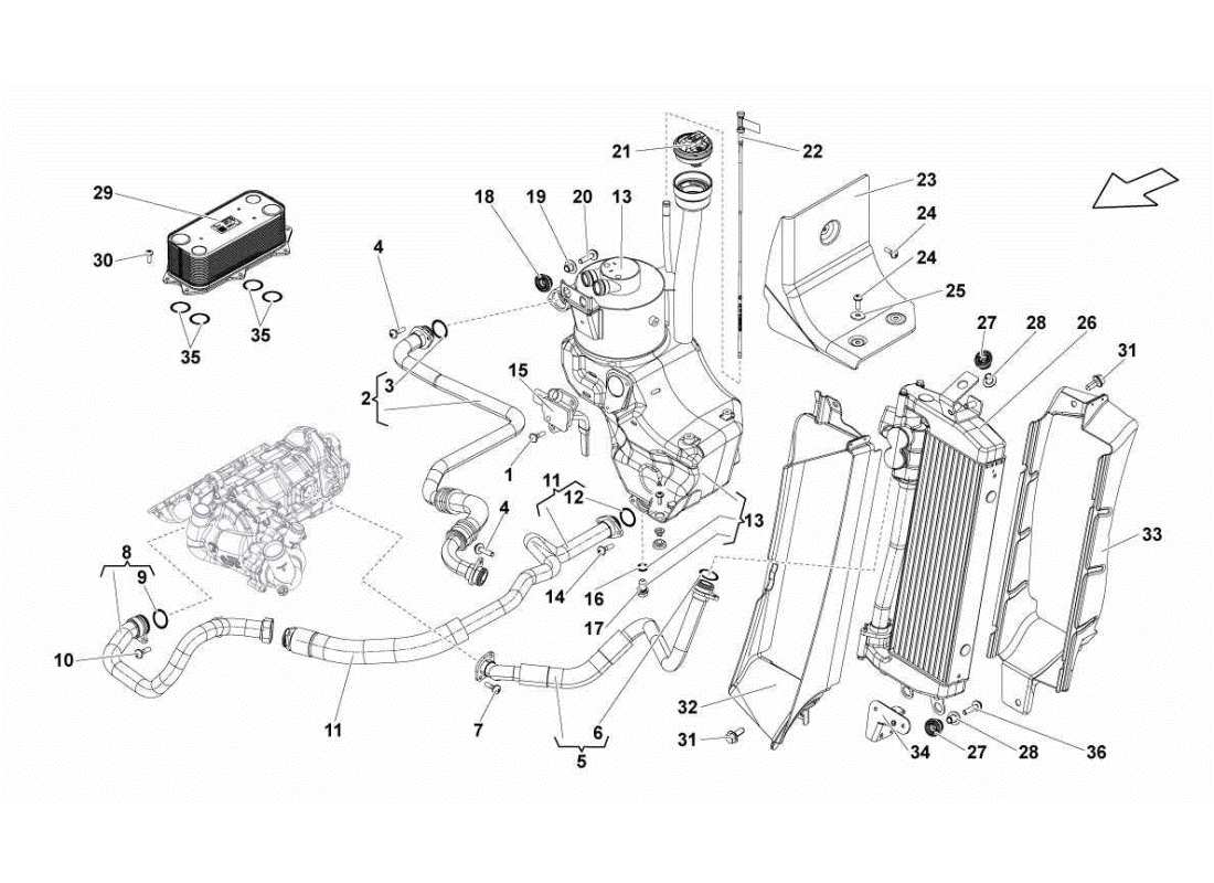 lamborghini gallardo sts ii sc ölsystemkühler teilediagramm