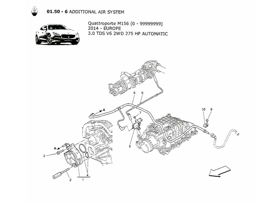 maserati qtp. v6 3.0 tds 275bhp 2014 zusatzluftsystem teilediagramm