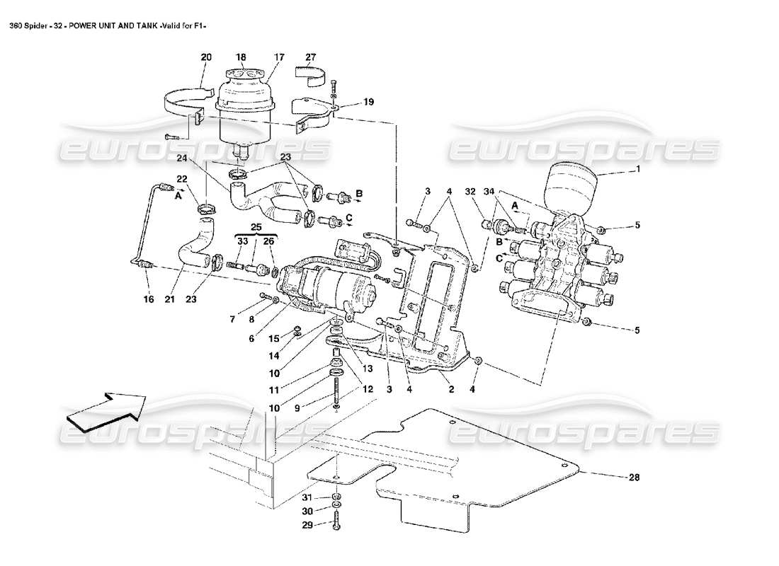 ferrari 360 spider antriebseinheit und tank teilediagramm