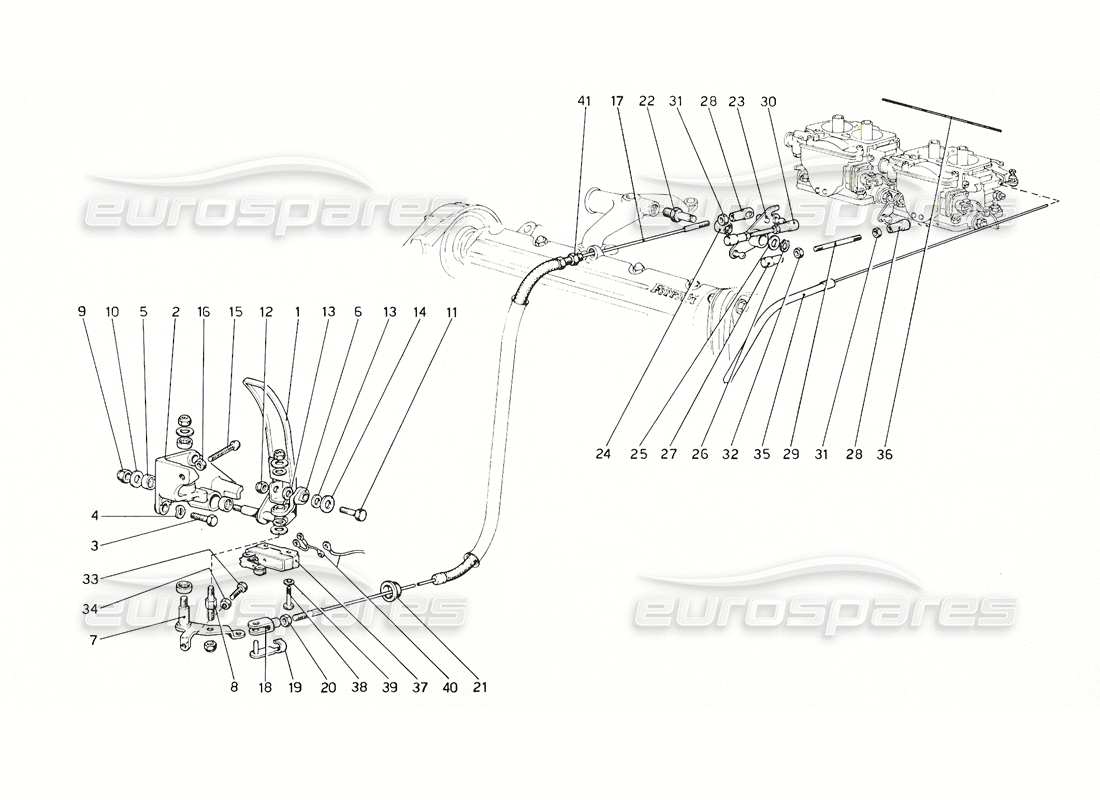 ferrari 308 gt4 dino (1976) drosselklappensteuerung (2 verteiler) teilediagramm