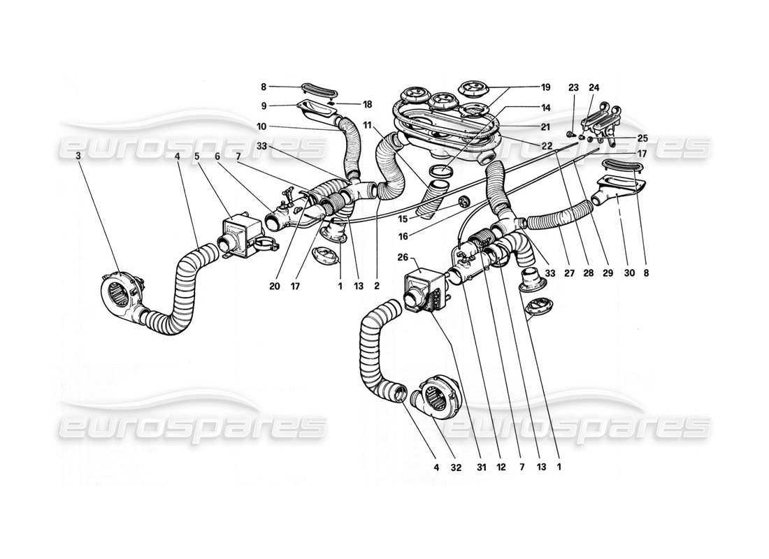 ferrari 308 gtb (1980) teilediagramm des heizsystems