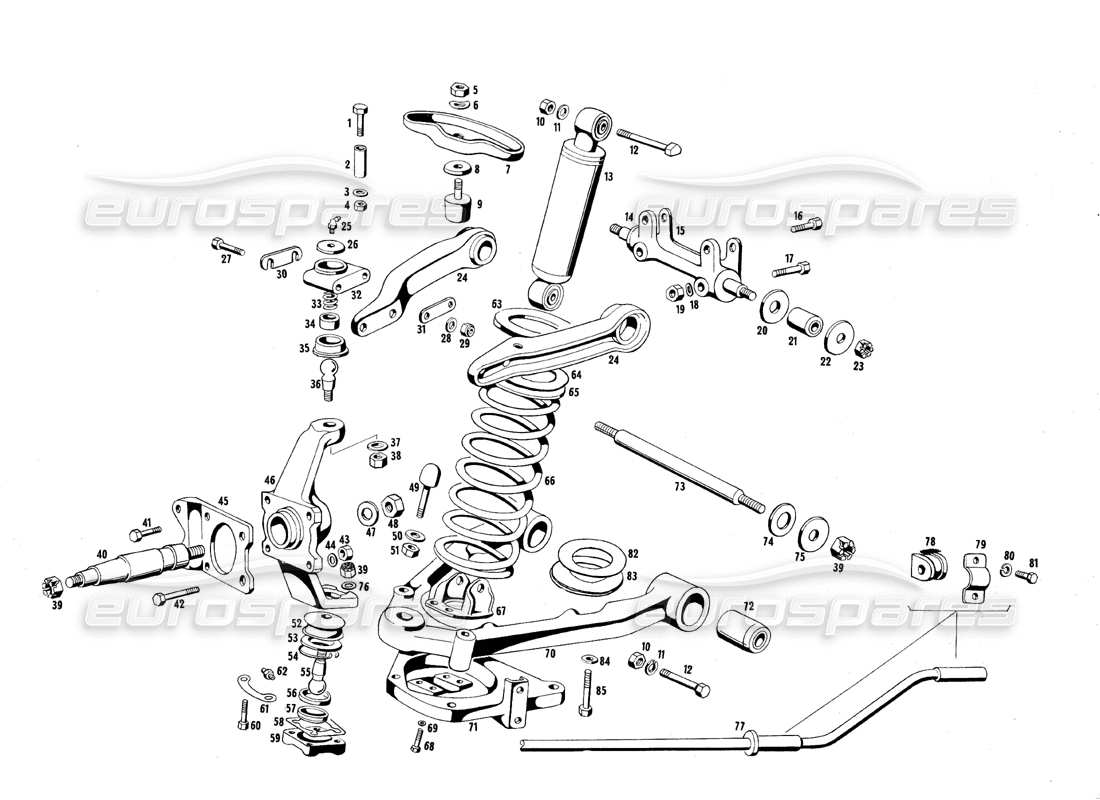 maserati qtp.v8 4.7 (s1 & s2) 1967 vordere aufhängung teilediagramm