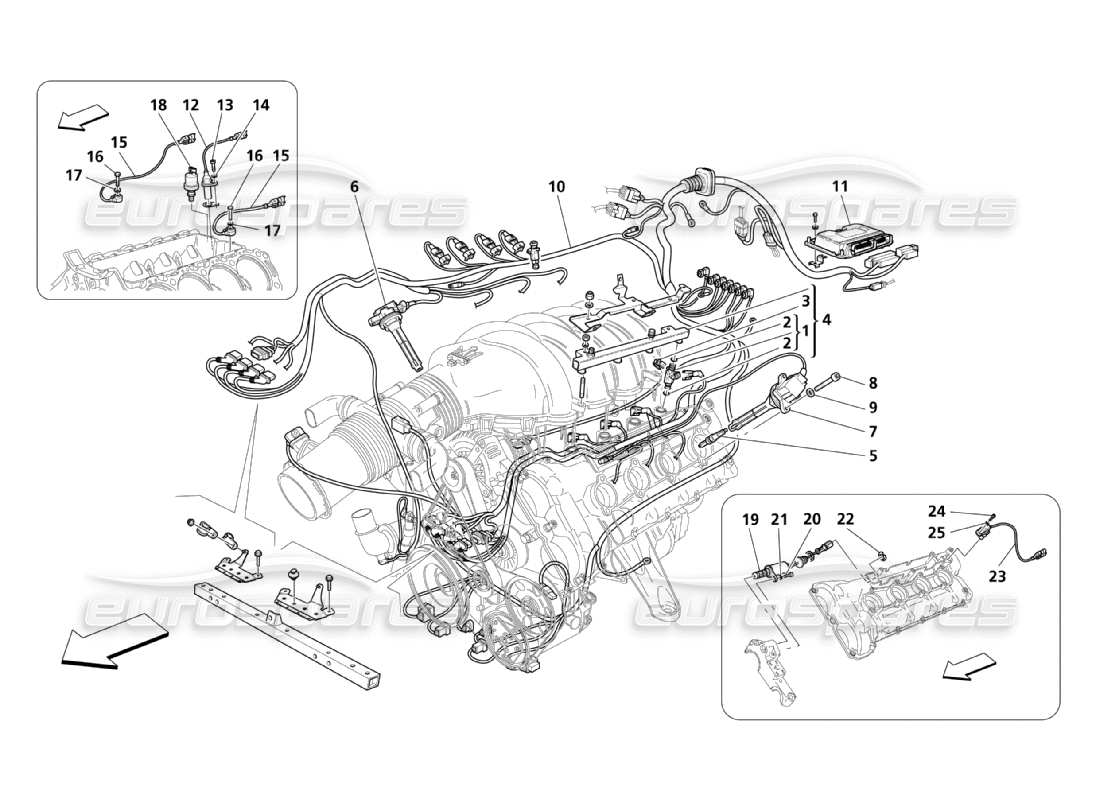 maserati qtp. (2003) 4.2 elektronische steuerung: einspritzung und phasenkontrolle teilediagramm