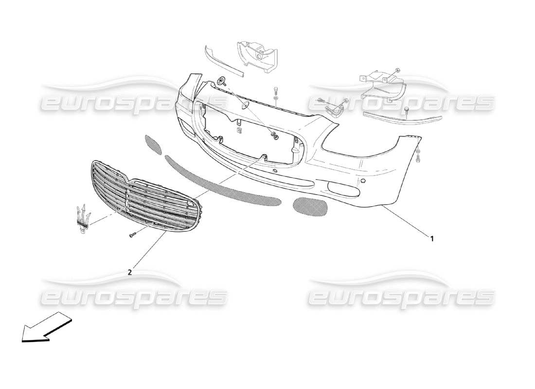 maserati qtp. (2003) 4.2 frontstoßstange teilediagramm