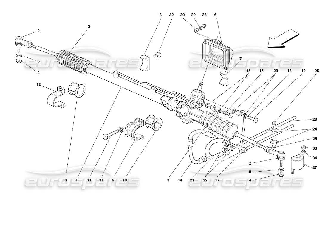 ferrari 355 (2.7 motronic) hydraulisches lenkgetriebe teilediagramm