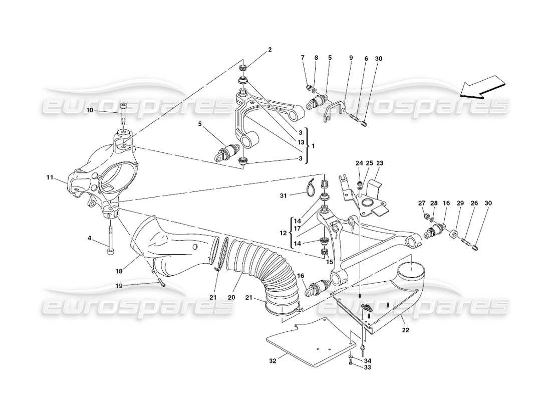 ferrari 430 challenge (2006) vorderradaufhängung – querlenker teilediagramm