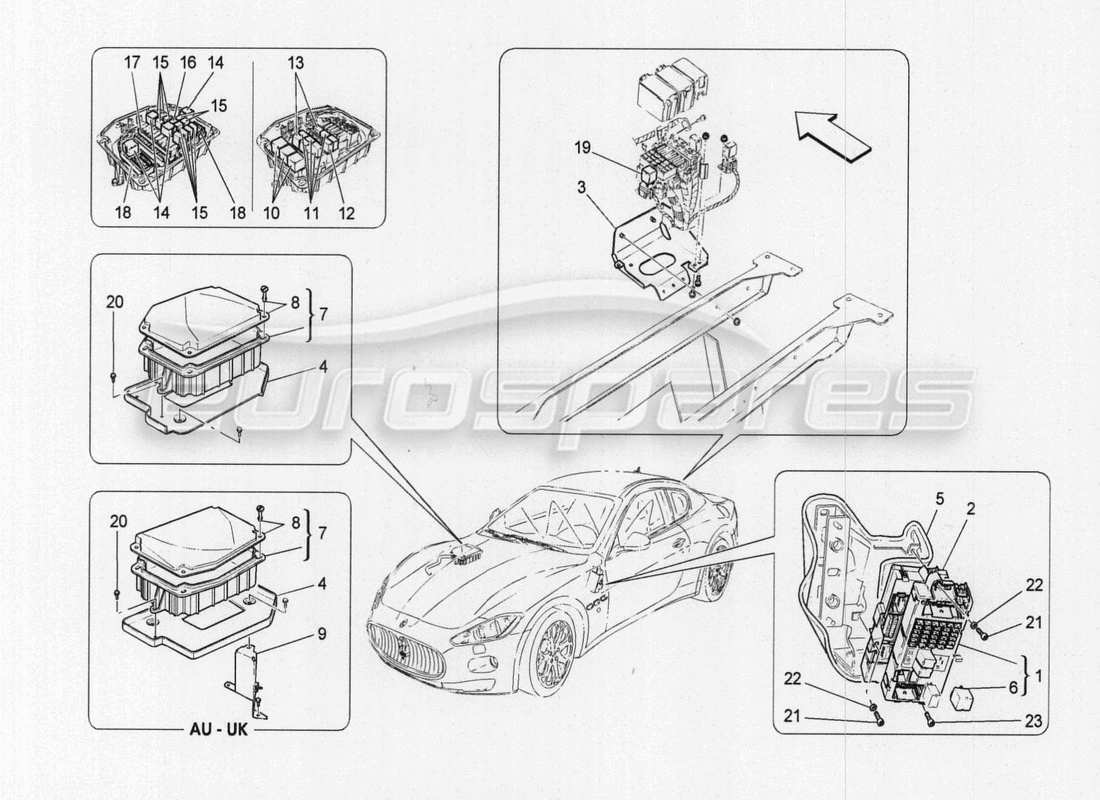 maserati granturismo special edition relais, sicherungen und kästen teilediagramm