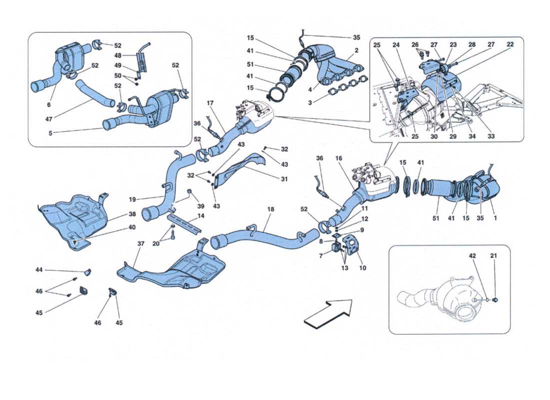 ferrari 458 challenge abgassystem teilediagramm