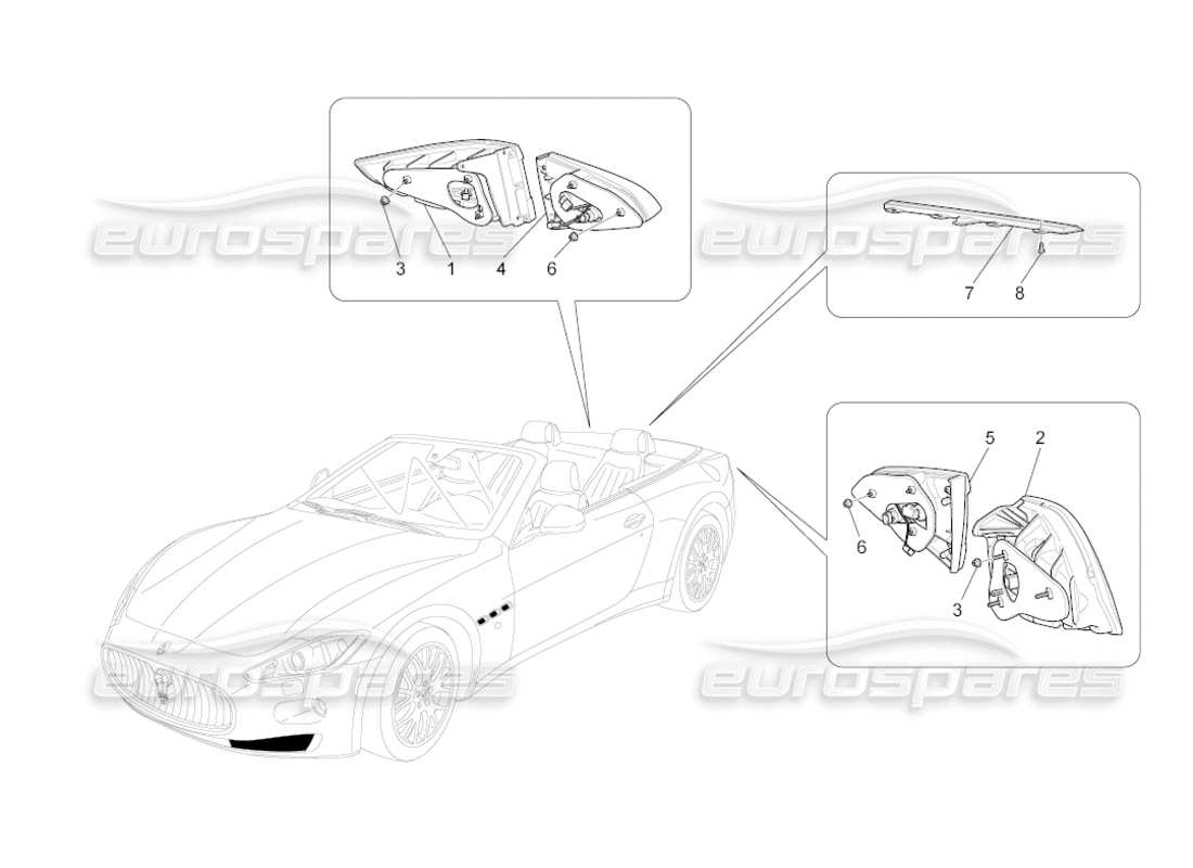 maserati grancabrio (2010) 4.7 rücklichtkombinationen ersatzteildiagramm