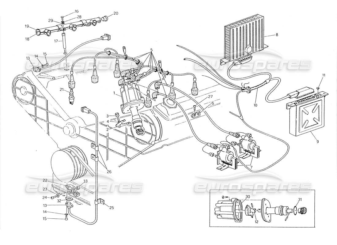 maserati 228 zündsystem - verteiler-teilediagramm