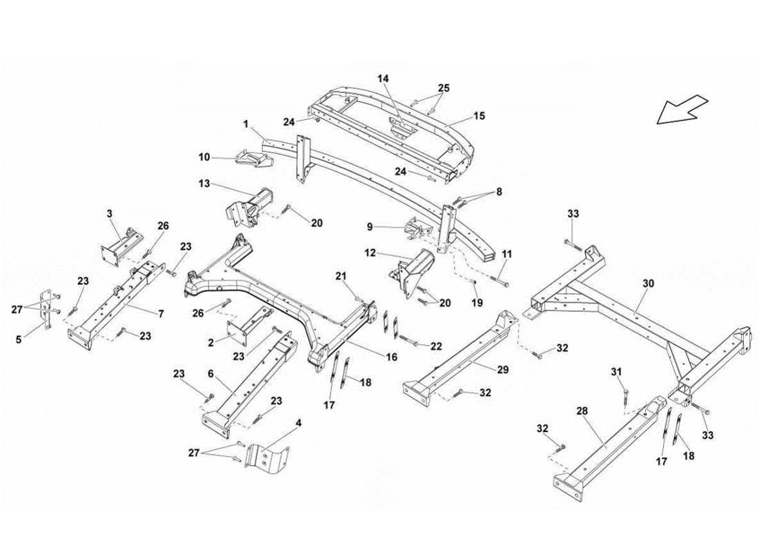 lamborghini gallardo lp570-4s perform teilediagramm für anbauteile am hinteren rahmen