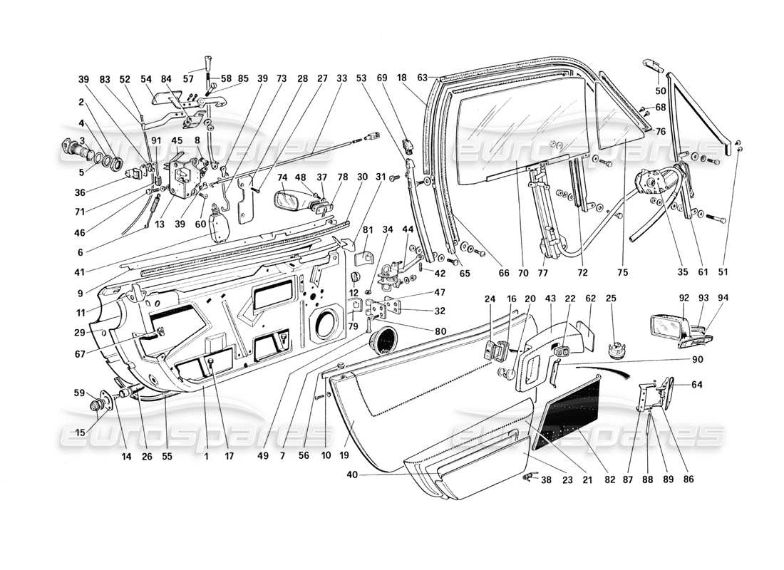 ferrari 328 (1985) doors-ersatzteildiagramm