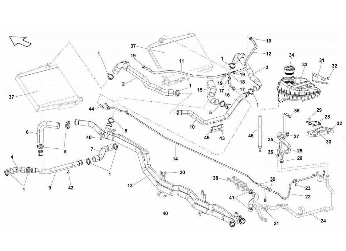 lamborghini gallardo lp560-4s update teilediagramm des wasserkühlsystems