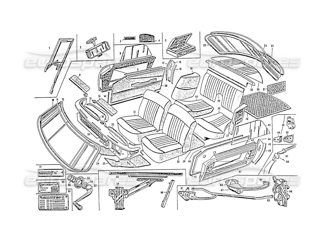 maserati 3500 gt teilediagramm innenausstattung