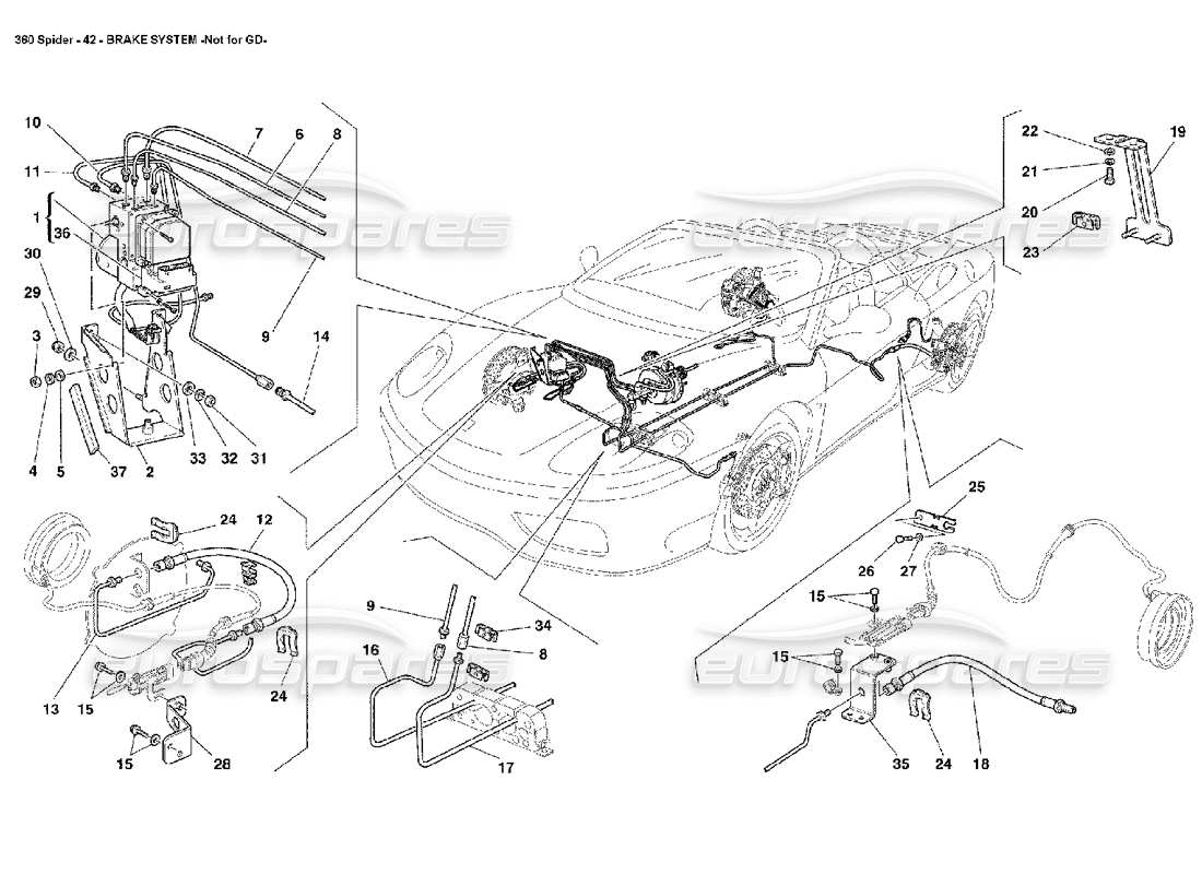 ferrari 360 spider bremssystem teilediagramm