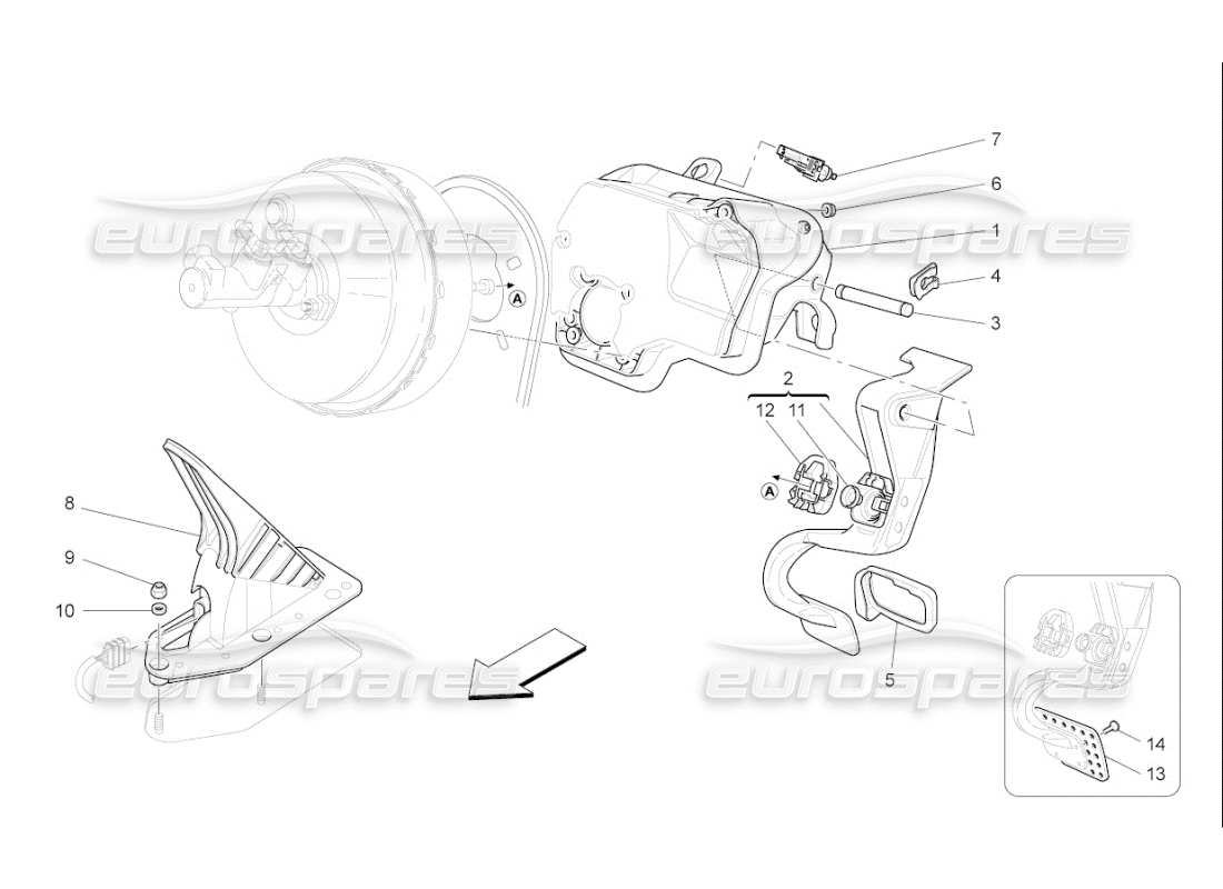 maserati qtp. (2007) 4.2 f1 komplette pedalboard-einheit teilediagramm