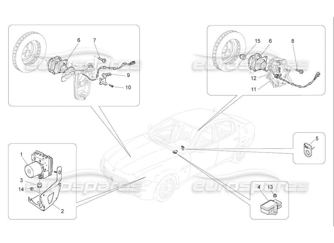 maserati qtp. (2006) 4.2 f1 bremssteuersysteme teilediagramm