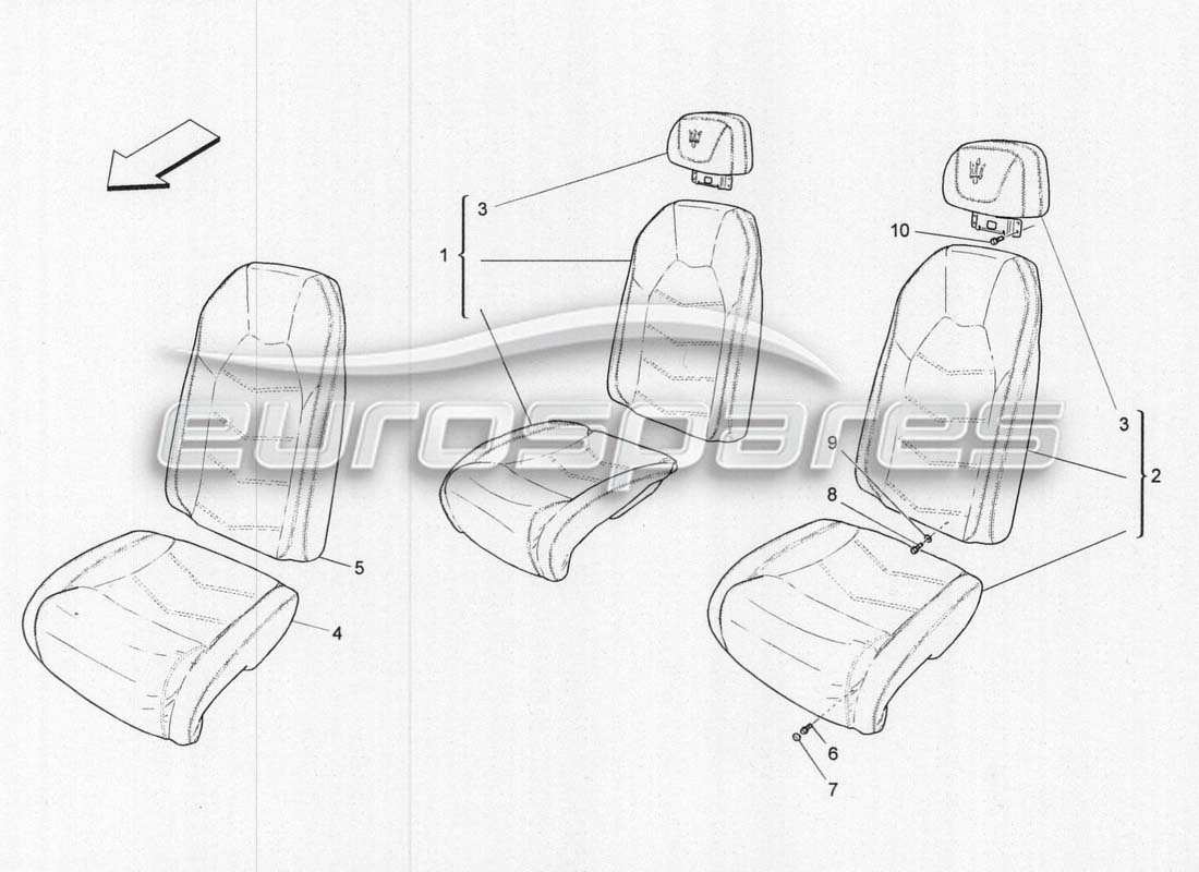 maserati grancabrio mc centenario teilediagramm für rücksitzbezüge