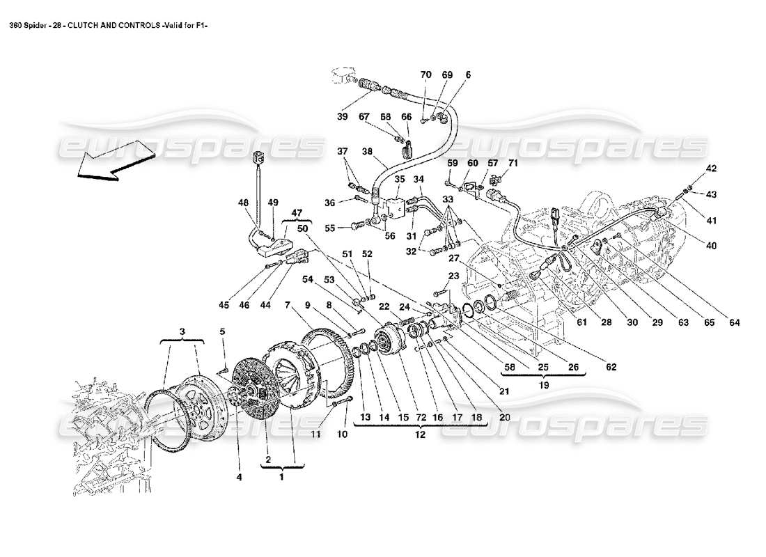 ferrari 360 spider kupplung und steuerung teilediagramm