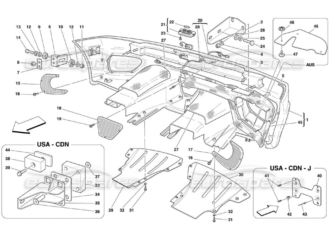 ferrari 360 challenge stradale hintere stoßstange teilediagramm
