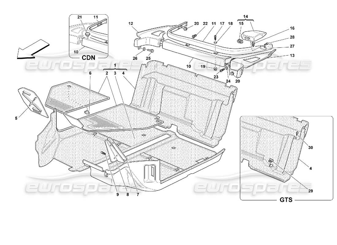 ferrari 355 (2.7 motronic) teilediagramm für fahrgastraumteppiche