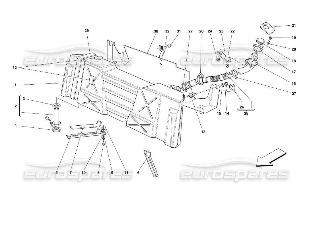 ferrari 355 (2.7 motronic) kraftstofftank teilediagramm