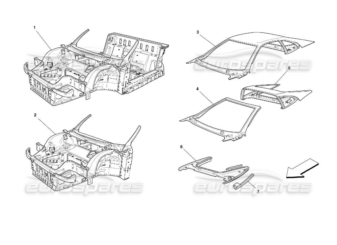 ferrari 355 (2.7 motronic) karosserie - einheiten-teilediagramm