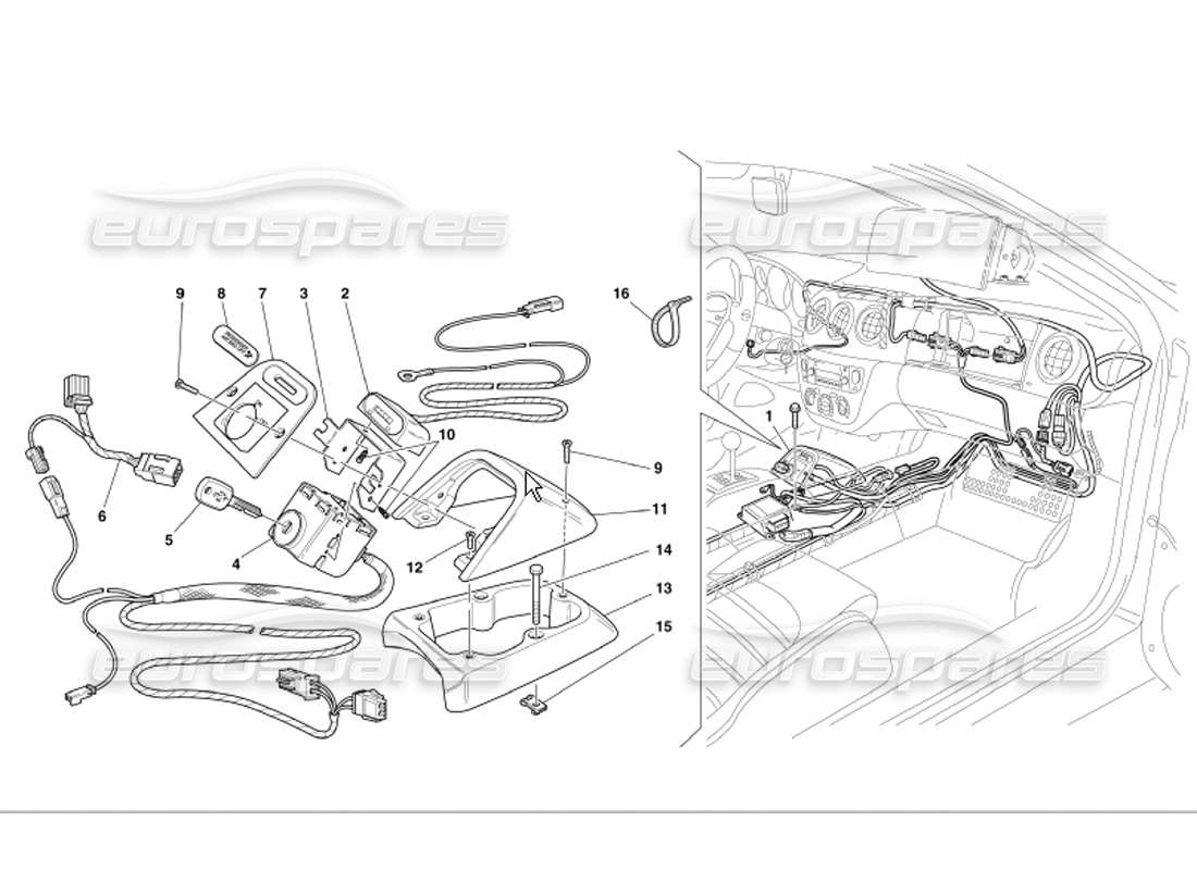 ferrari 360 modena teilediagramm des beifahrer-airbag-ausschlusskits