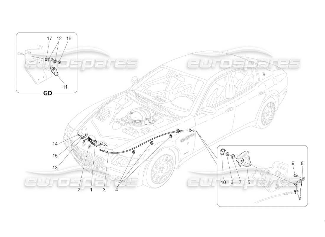 maserati qtp. (2009) 4.2 auto taste zum öffnen des vorderen deckels teilediagramm