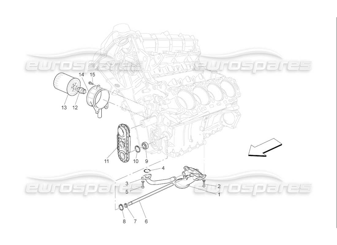 maserati qtp. (2009) 4.2 auto schmiersystem: pumpe und filter teilediagramm