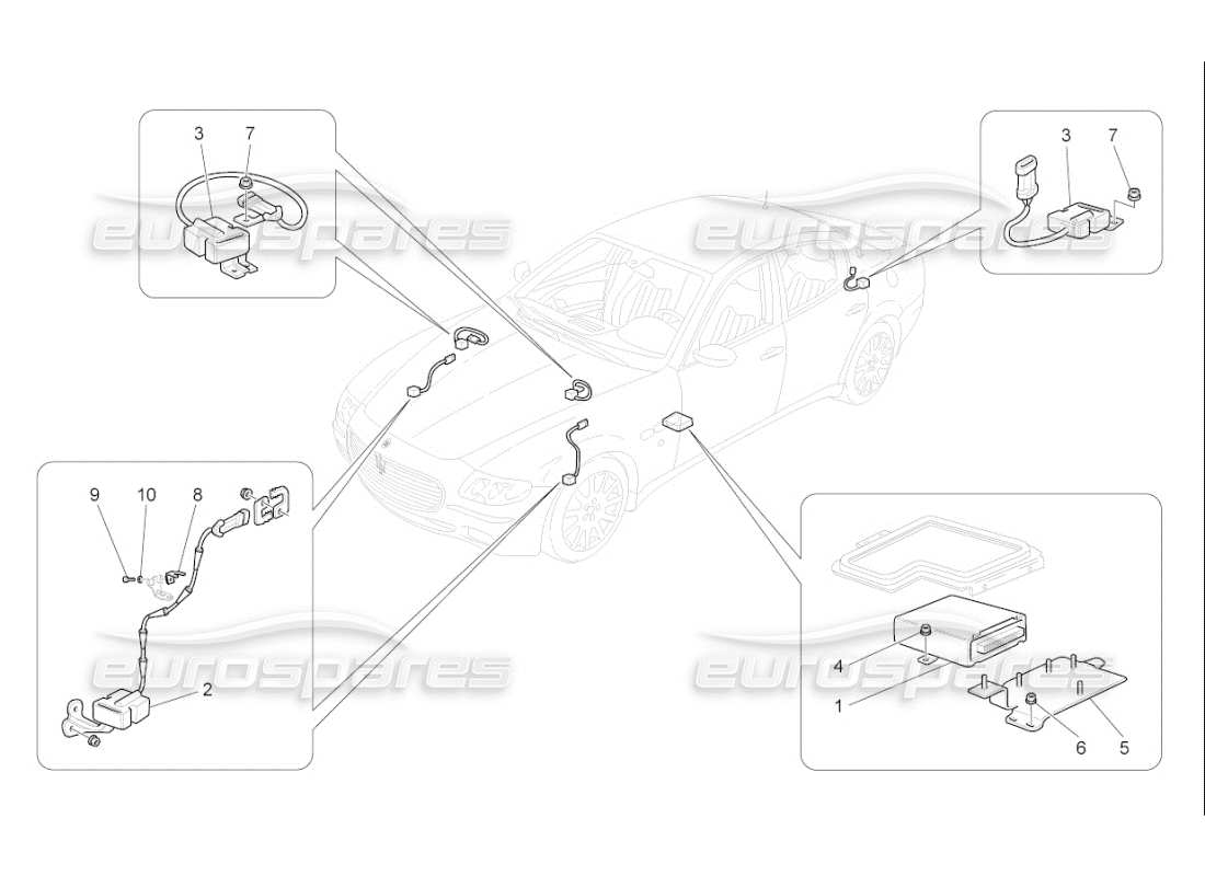 maserati qtp. (2010) 4.7 auto elektronische steuerung (aufhängung) teilediagramm