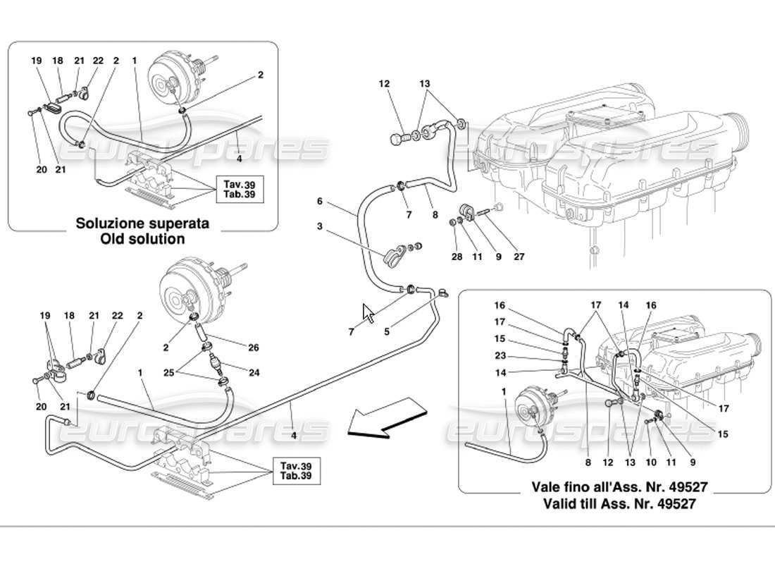 ferrari 360 modena bremskraftverstärkersystem teilediagramm