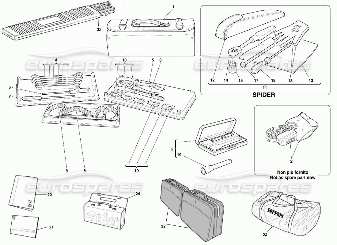 ferrari 355 (5.2 motronic) werkzeuge ausrüstung - dokumente & zubehör teilediagramm
