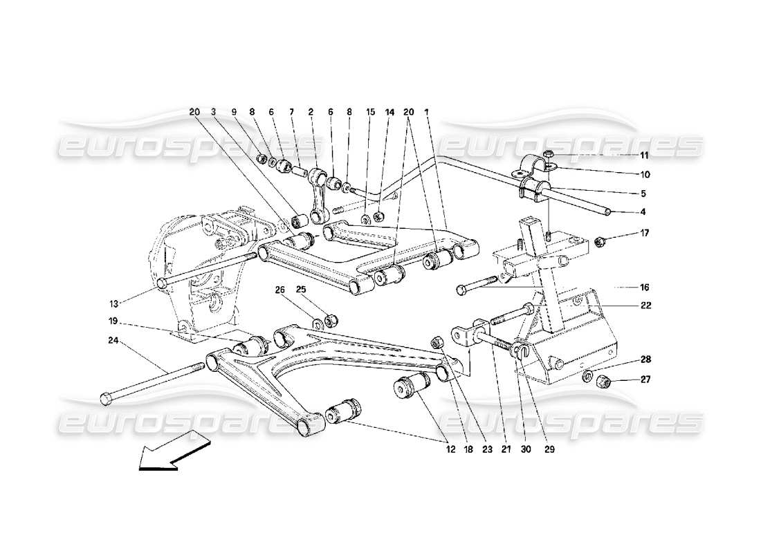ferrari 348 (2.7 motronic) hinterradaufhängung - dreieckslenker-teilediagramm