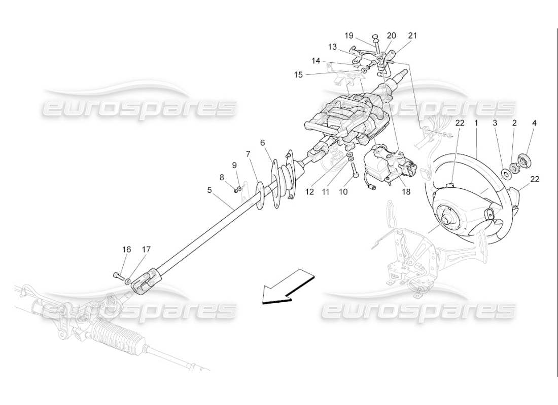 maserati qtp. (2009) 4.2 auto lenksäule und lenkradeinheit teilediagramm