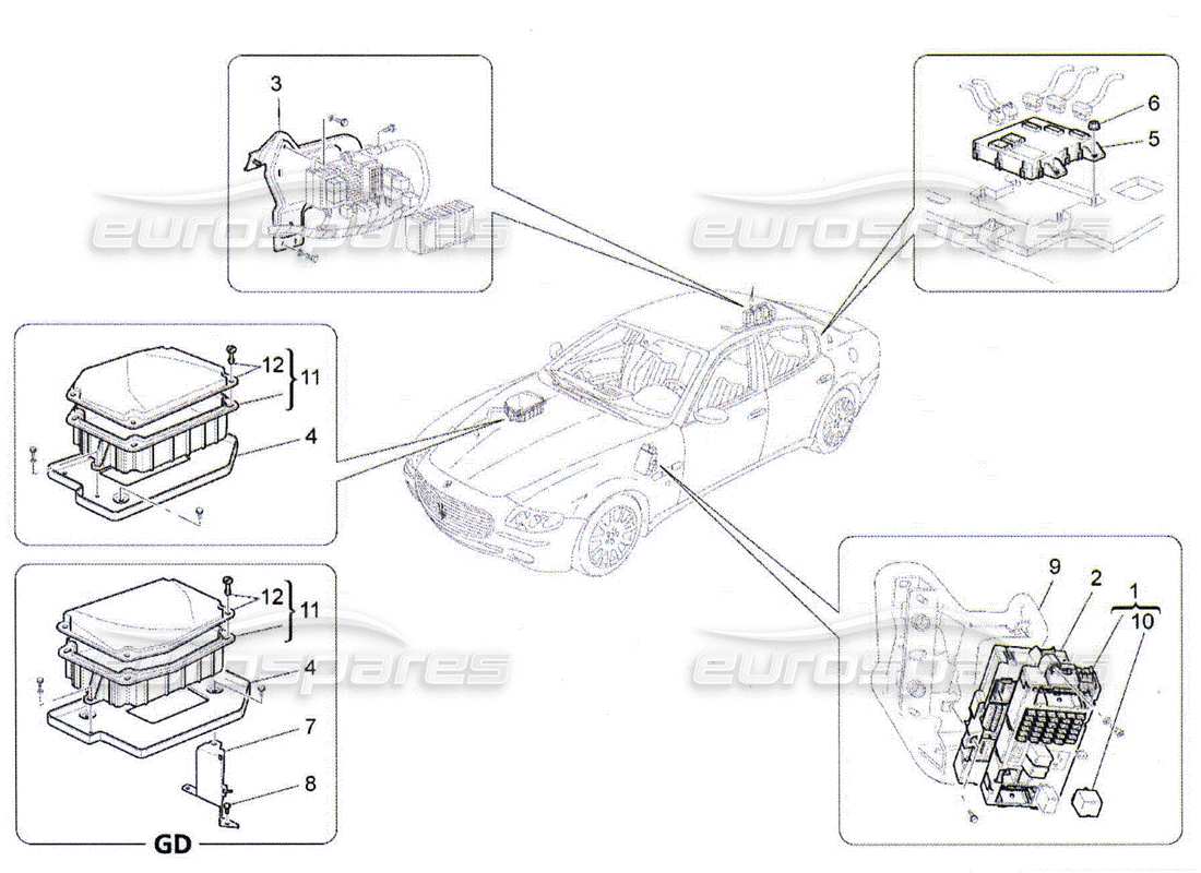 maserati qtp. (2010) 4.2 relais, sicherungen und kästen teilediagramm