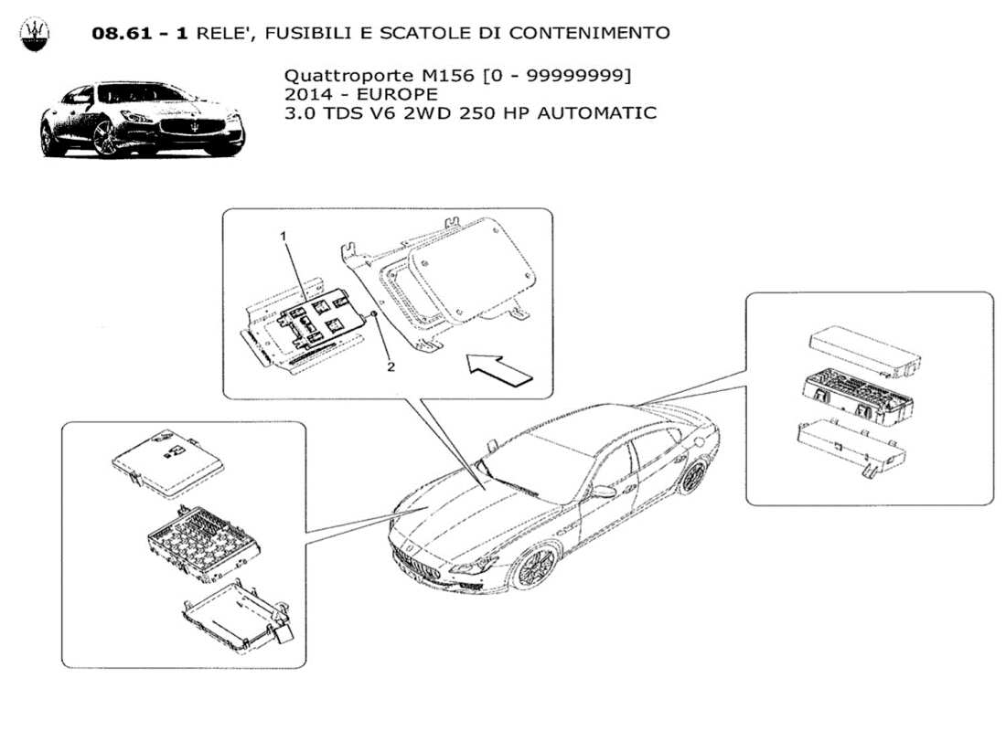 maserati qtp. v6 3.0 tds 250bhp 2014 relais, sicherungen und kästen ersatzteildiagramm