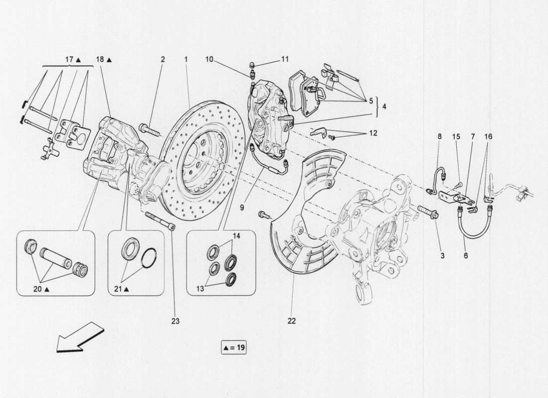 maserati qtp. v6 3.0 tds 275bhp 2017 bremsvorrichtungen an hinterrädern teilediagramm