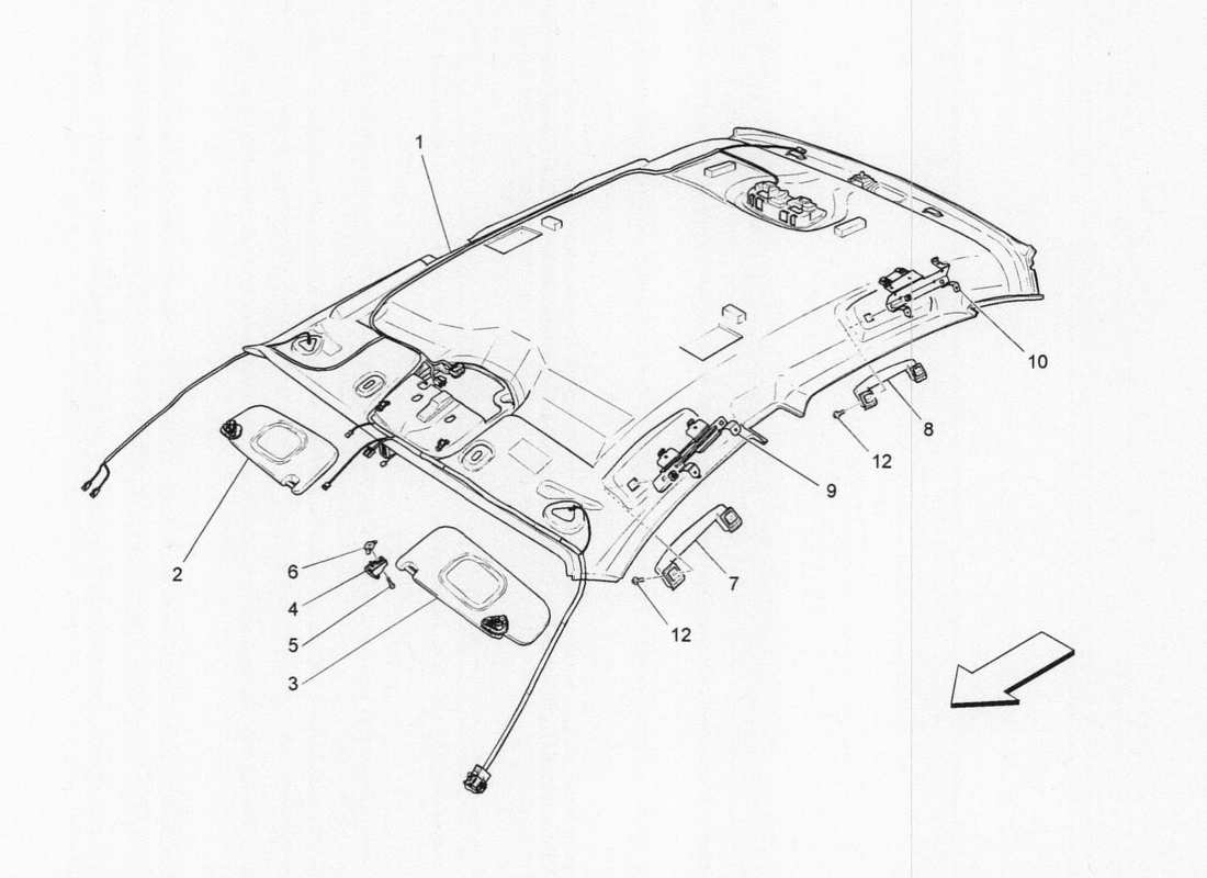 maserati qtp. v6 3.0 tds 275bhp 2017 dach- und sonnenblende teilediagramm