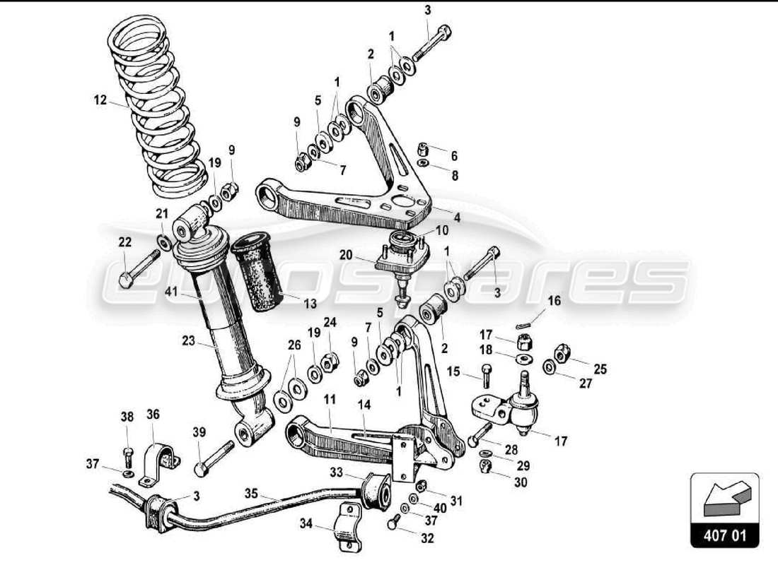 lamborghini miura p400s vordere arme teilediagramm