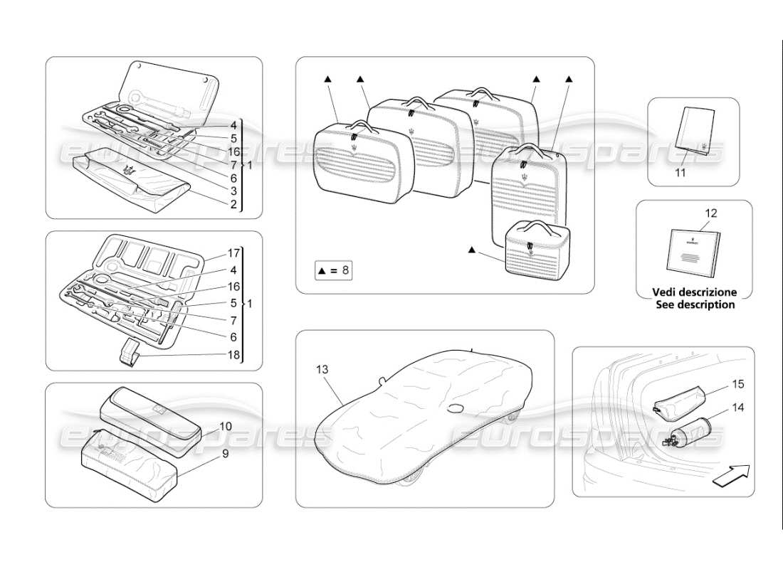 maserati qtp. (2009) 4.2 auto zubehör im lieferumfang enthalten teilediagramm