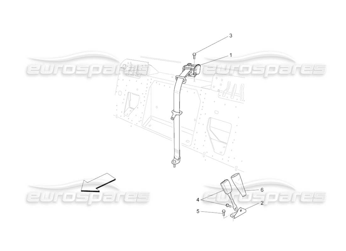 maserati grancabrio (2010) 4.7 sicherheitsgurte hinten ersatzteildiagramm