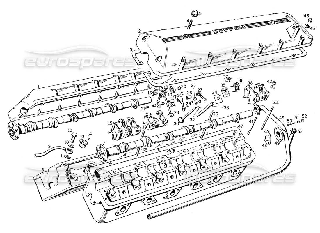 eine teilezeichnung aus dem ferrari 250 gte (1957) teilekatalog