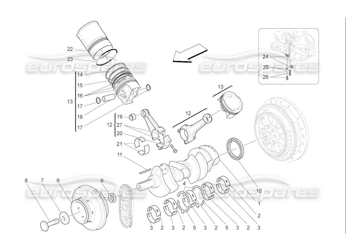 eine teilezeichnung aus dem maserati qtp. (2010) 4.7 auto teilekatalog