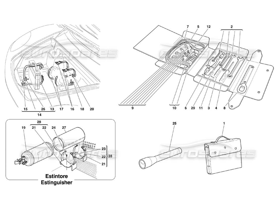 eine teilezeichnung aus dem ferrari 360 challenge stradale teilekatalog
