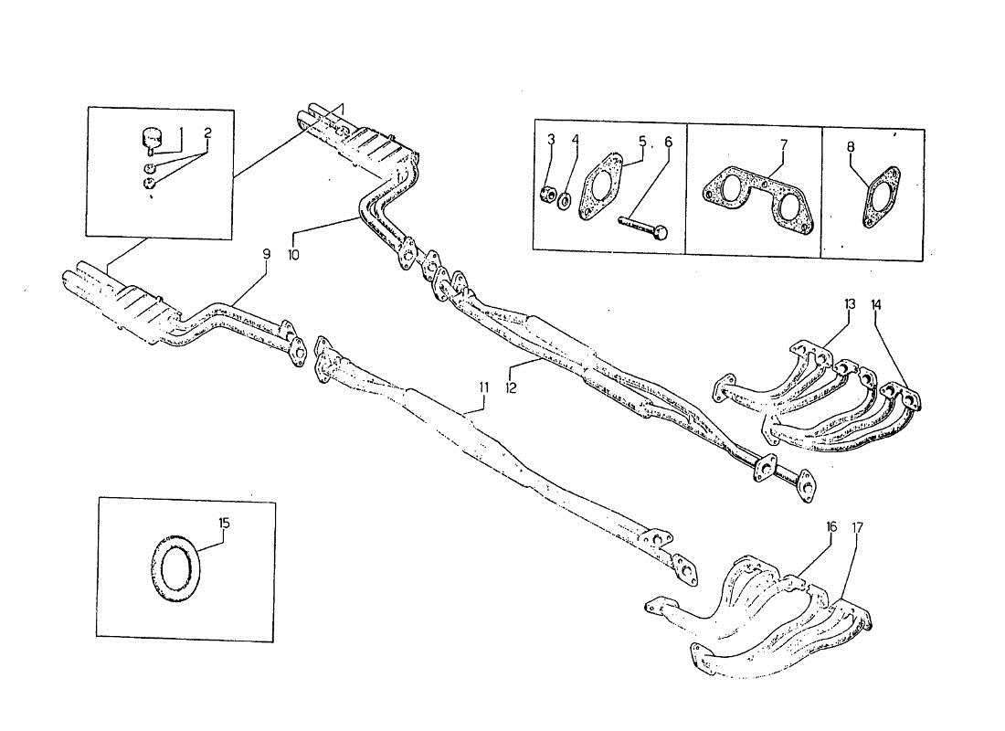ein teilediagramm aus dem lamborghini jarama-teilekatalog