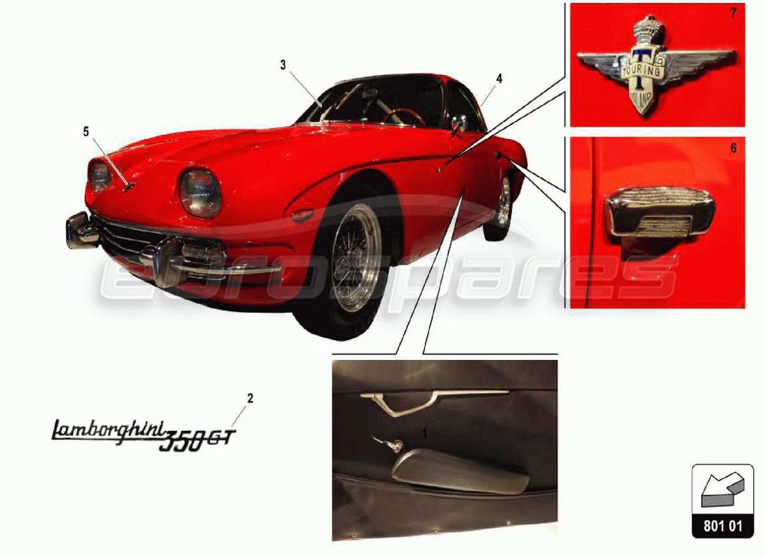 ein teilediagramm aus dem teilekatalog lamborghini 350 gt