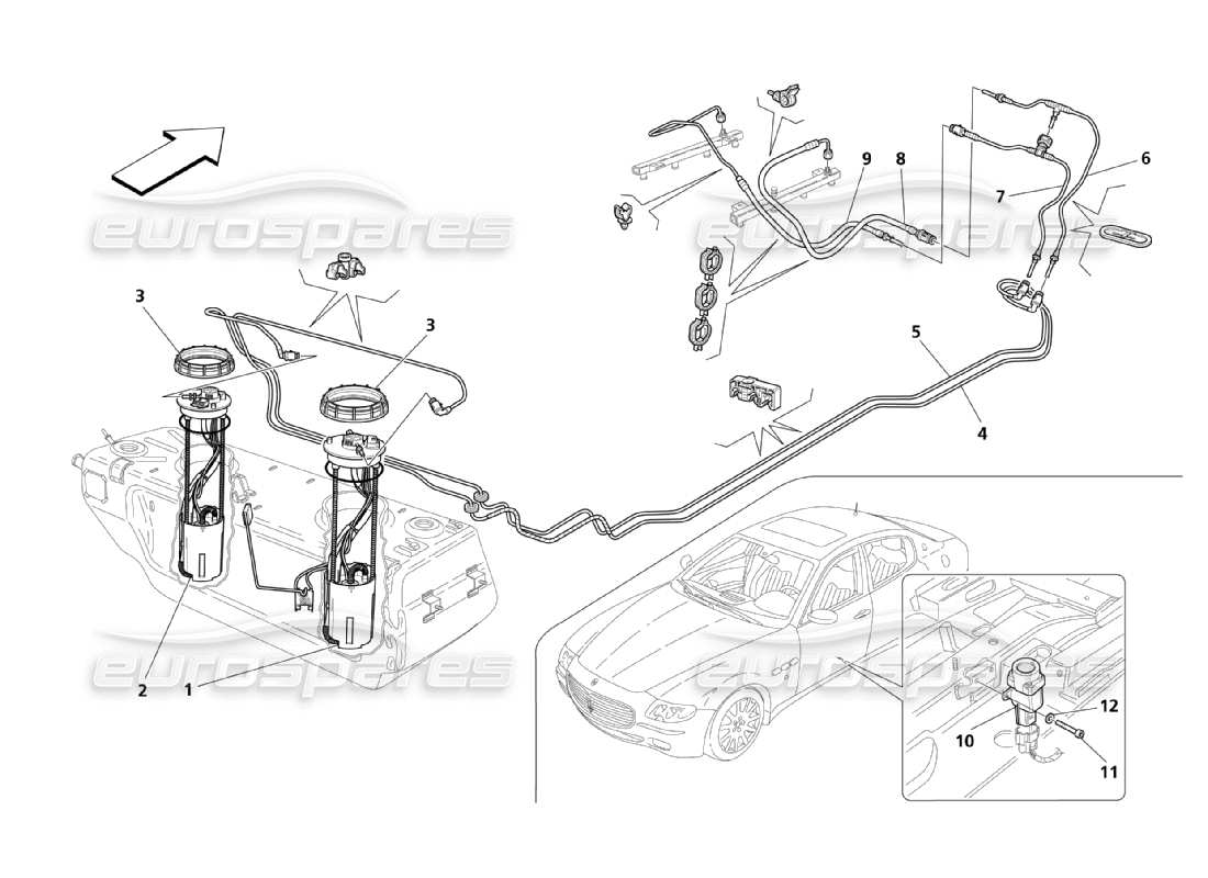 eine teilezeichnung aus dem maserati qtp. (2003) 4.2 teilekatalog