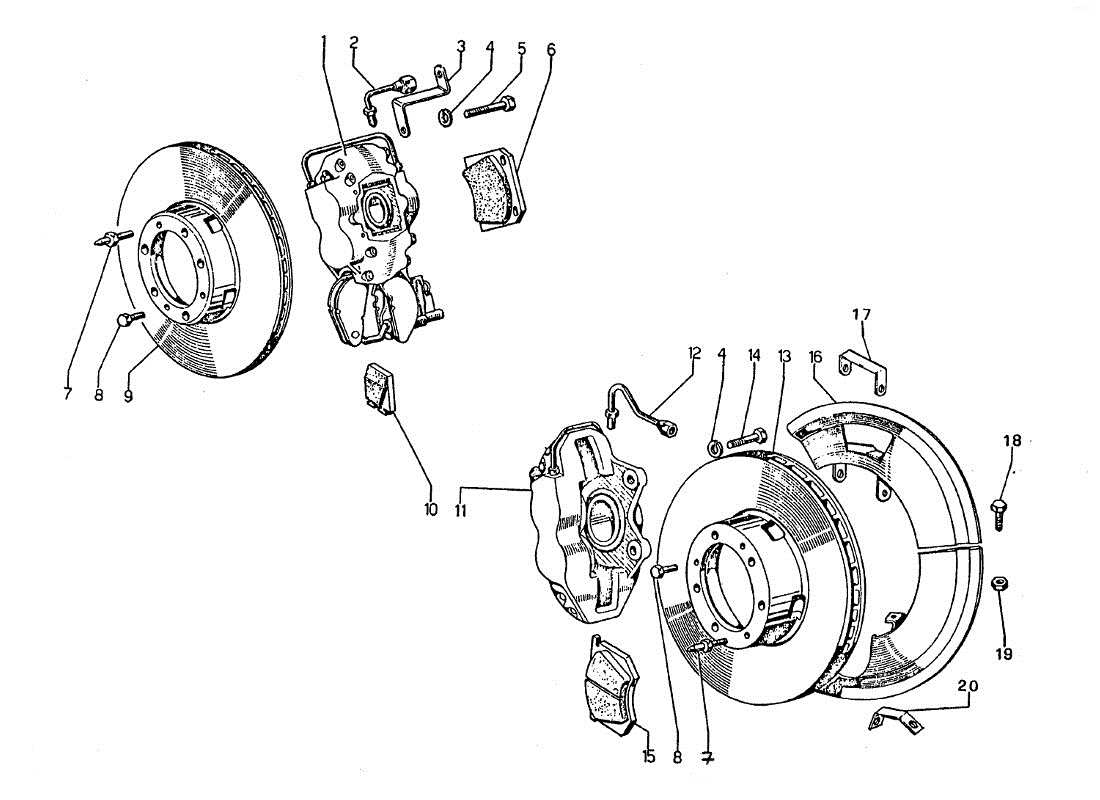 ein teilediagramm aus dem lamborghini jarama-teilekatalog