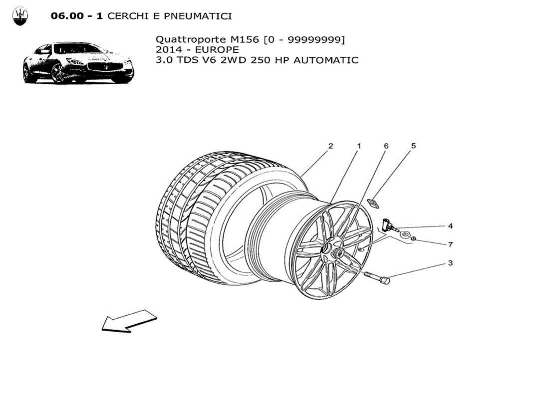 ein Teilediagramm aus dem Maserati QTP. V6 3.0 TDS 250bhp 2014 Teilekatalog